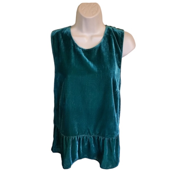J. Crew KELLY GREEN VELVET SLEEVELESS TOP Size 12 Tank Blouse EUC - Picture 3 of 9